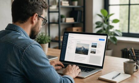 Redattore digitale lavora alla pubblicazione di un articolo su un sito web